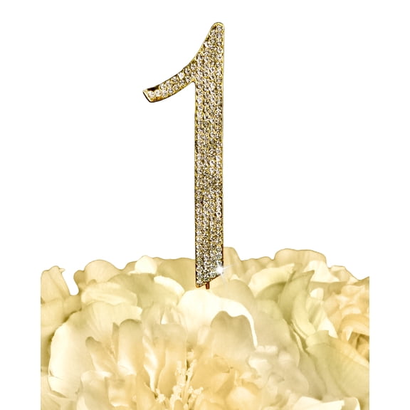 Sparkling Collection Monogram Cake Topper - Number 1 - Gold