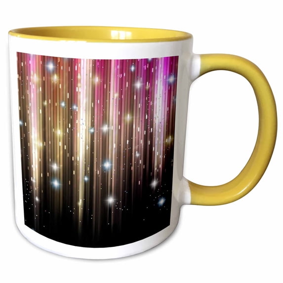 3drose, Sparkling Colors, 11oz Two-tone Yellow Mug