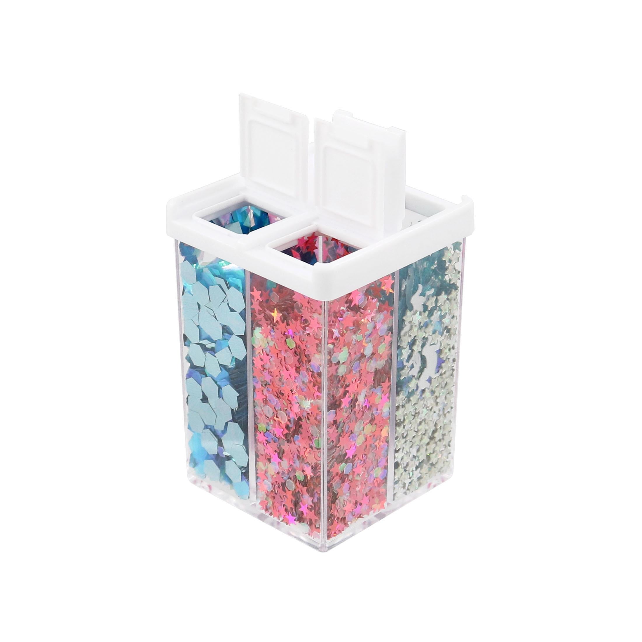 Sparkling Confetti-Style Glitter Shapes, 4-Compartment Canister, 1.92 oz, Hello Hobby, Multi-color