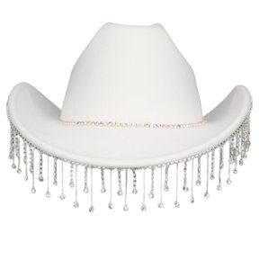 Sparkling Cowboy Hat Tassels Crystal Wild for Bachelorette Party Disco Crystal Cowboy Hat Disco Hat for Actor Actress