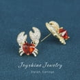 thumbnail image 1 of Sparkling Crab Earrings with Heart-Shaped Zirconia Body –Copper, Playful and Elegant, Fashion Jewelry for Woman, 1 of 4
