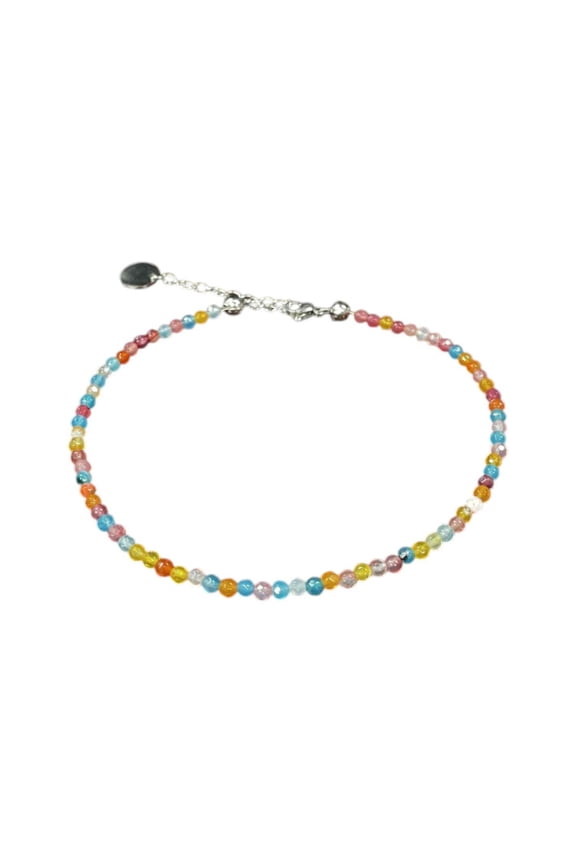 Sparkling Crystal Anklet with Sterling Silver Chain | A Touch of Summer Elegance