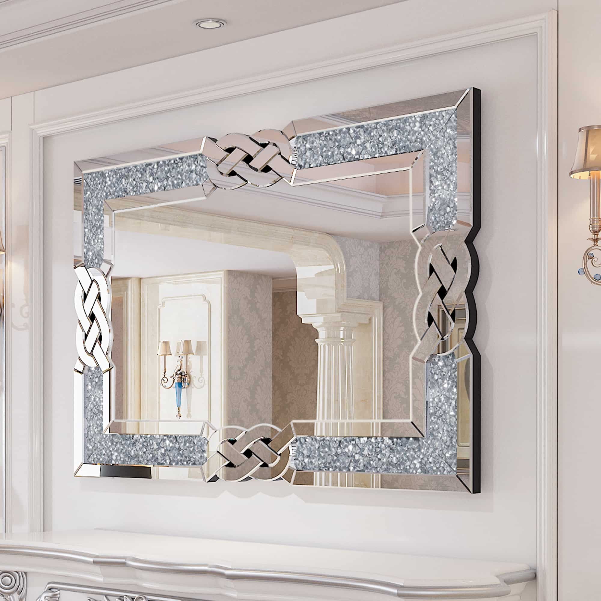 Sparkling Crystal Crush Diamond Accent Mirror Wall Mounted 28" x 40" x 1"