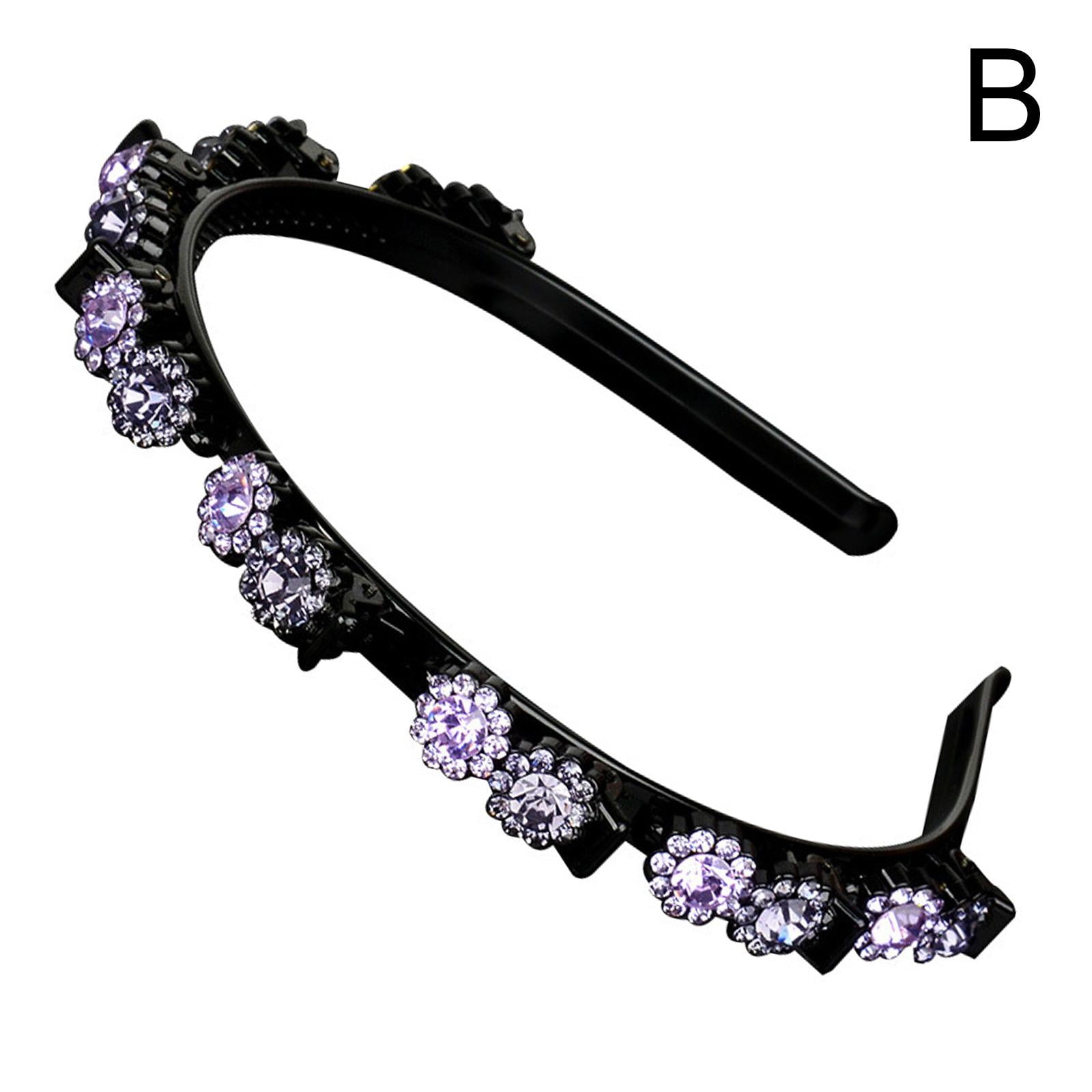 Sparkling Crystal Double Layer Hairband Bands Clip Woman Twist Clip