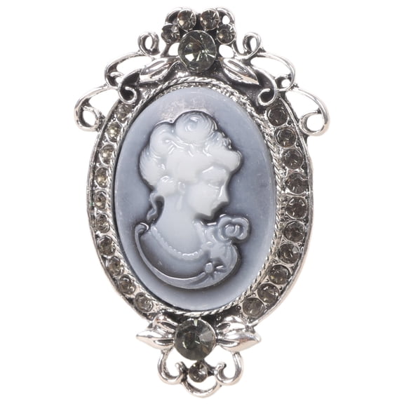 Sparkling Crystal Embellished Retro Cameo Pin Accessory for Parties and Event