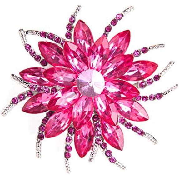 Sparkling Crystal Flower Brooch Pins for Women Dainty Rhinestone Flower Shape Brooch Pin Suit Scarf Hats Decoration Wedding Jewelry