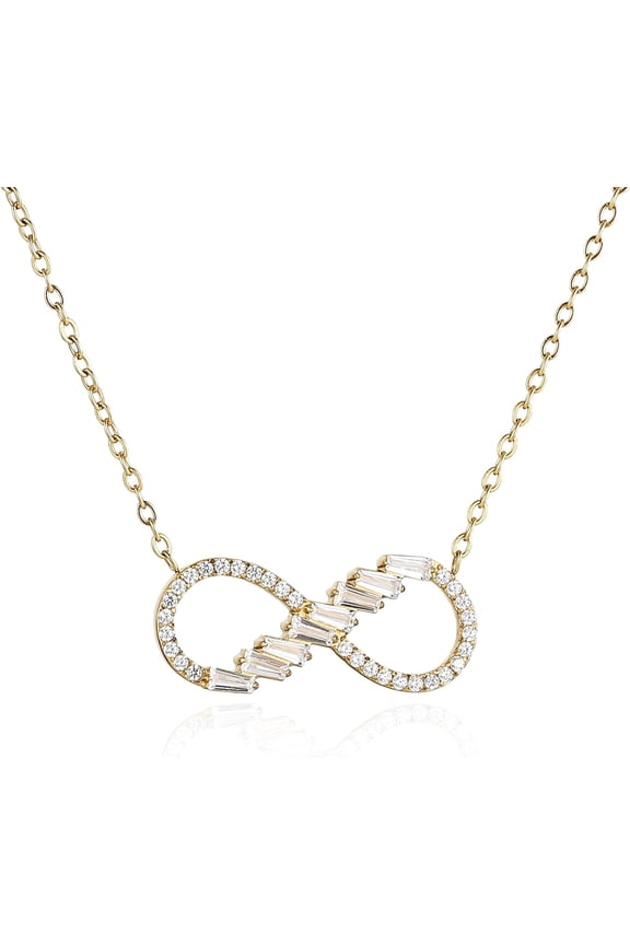 Sparkling Crystal Infinity Symbol Necklace for Women Stainless Steel Gold Silver Pendant Holiday Gif