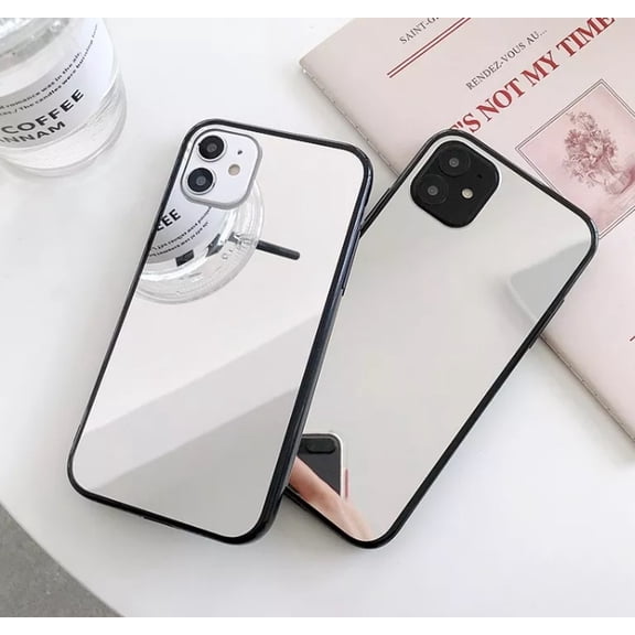 Sparkling Crystal Makeup Mirror Plating Soft Case for iPhone XR - Black Bumper Shockproof Protection Cover