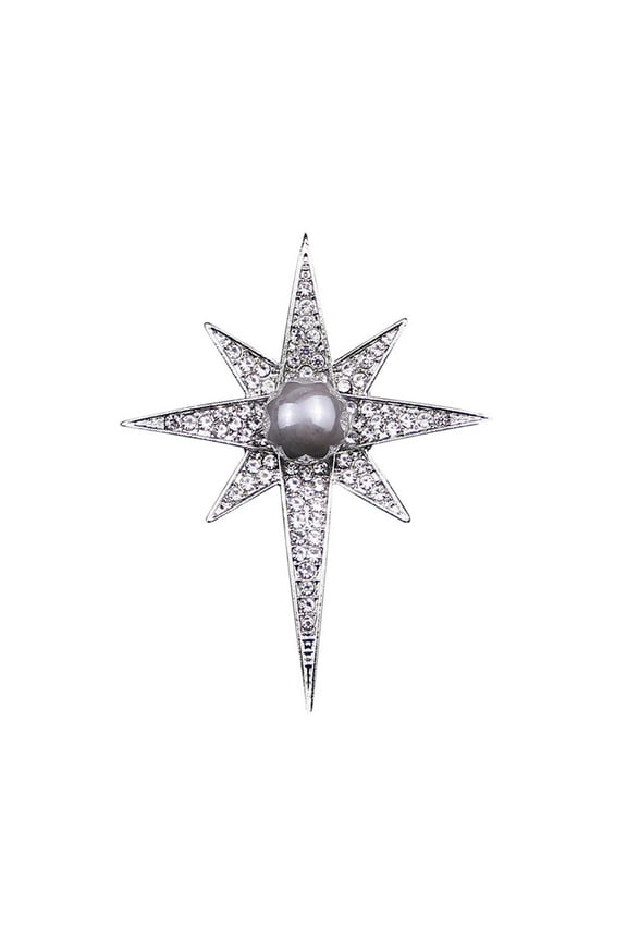 Sparkling Crystal Rhinestone Star Brooch Pin Badge Suit Lapel Pin