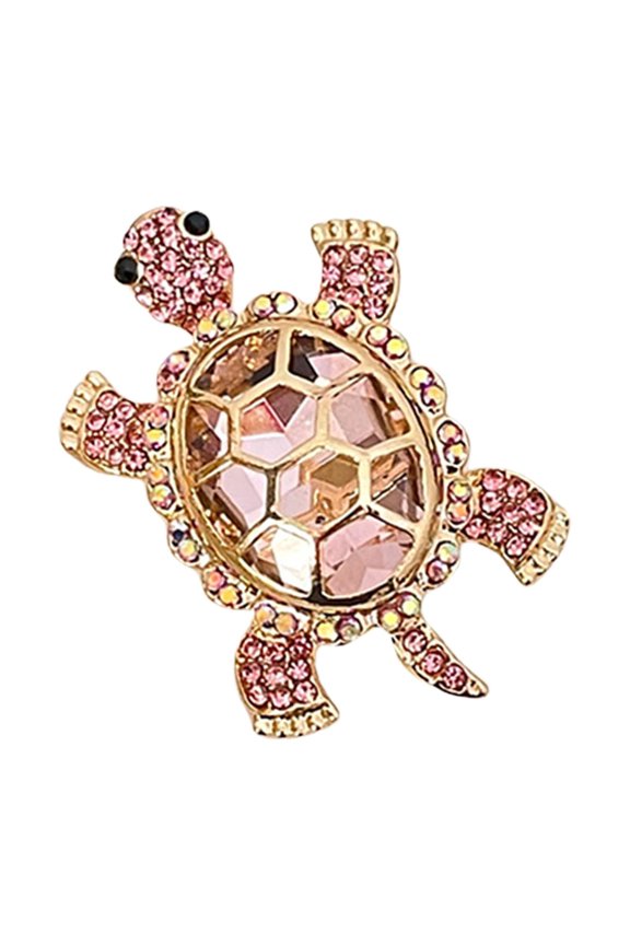 Sparkling Crystal Rhinestones Turtles Shaped Pin Secure Closure Alloy Crystal Accent Decoration For Casual Outfits