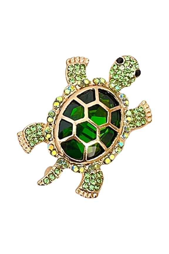 Sparkling Crystal Rhinestones Turtles Shaped Pin Secure Closure Alloy Crystal Accent Decoration For Casual Outfits