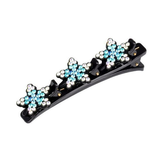 Sparkling Crystal Stone Braided Hair Clips Double Bangs HairClips Braided L