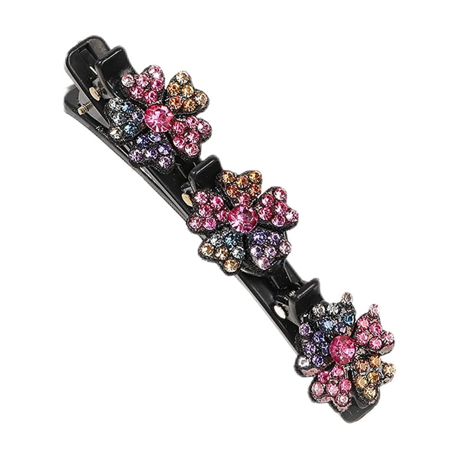 Sparkling Crystal Stone Braided Hair Clips,Rhinestone Hair Clips,Hair