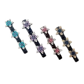 Sparkling Crystal Stone Braided Hair Clips Tooth-Shaped Non-Slip Bangs Hair Barrettes Rhinestones Hairpin