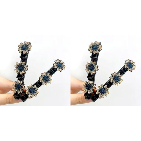 Sparkling Stone Braided Hair Clips Women Hair Accessories for Styling Sectioning,Braided Hair Clips for Women for Quick Change of Look Styling(2PC)