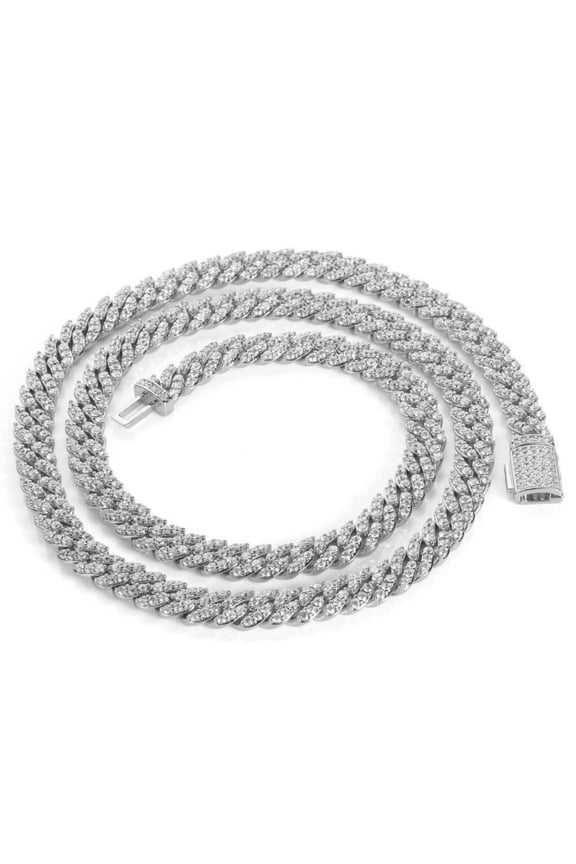 Sparkling Cuban Chain Necklace for Men, Width 8MM Big Iced Out Cuban Chain, Solid Thick Hip Hop Miami Cuban Link Chain, 16-24 Inch - Gift Box Included