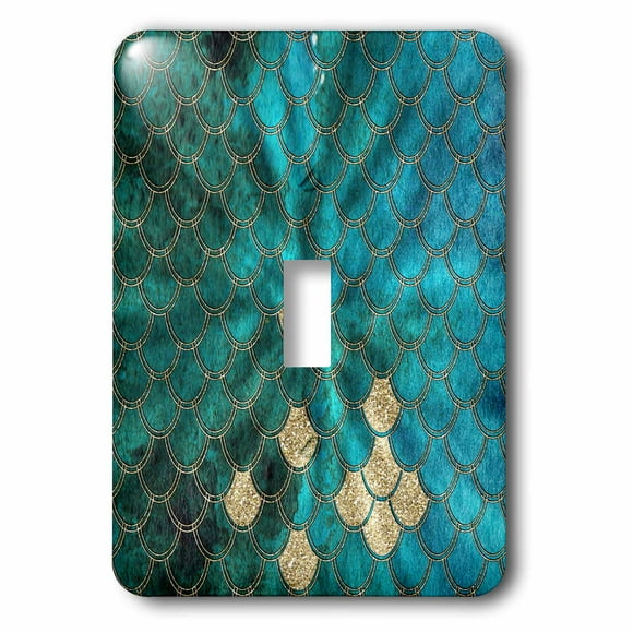 Sparkling Cyan Green Luxury Mermaid Scales Glitter Effect Art print single toggle switch lsp-266983-1