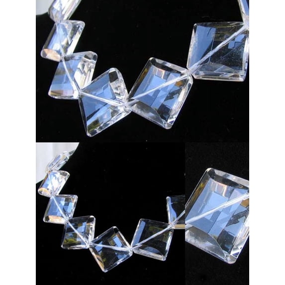Sparkling Designer Faceted (Pin Cushion Cut) 20mm Quartz Bead Strand 110449