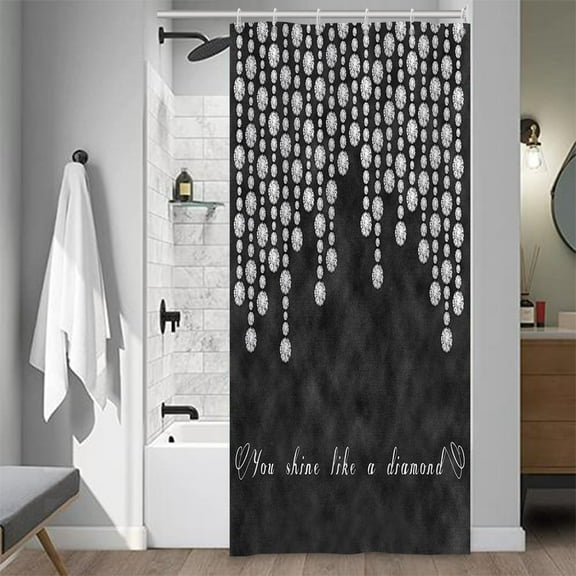 Sparkling Diamond Shower Curtains Silver Shiny Drips Black Gothic Grunge Wall You Shine Like a Diamond Bathroom Stall Decor Shower Curtain Sets with 6 Hooks Polyester Fabric, 36 x 72 Inch