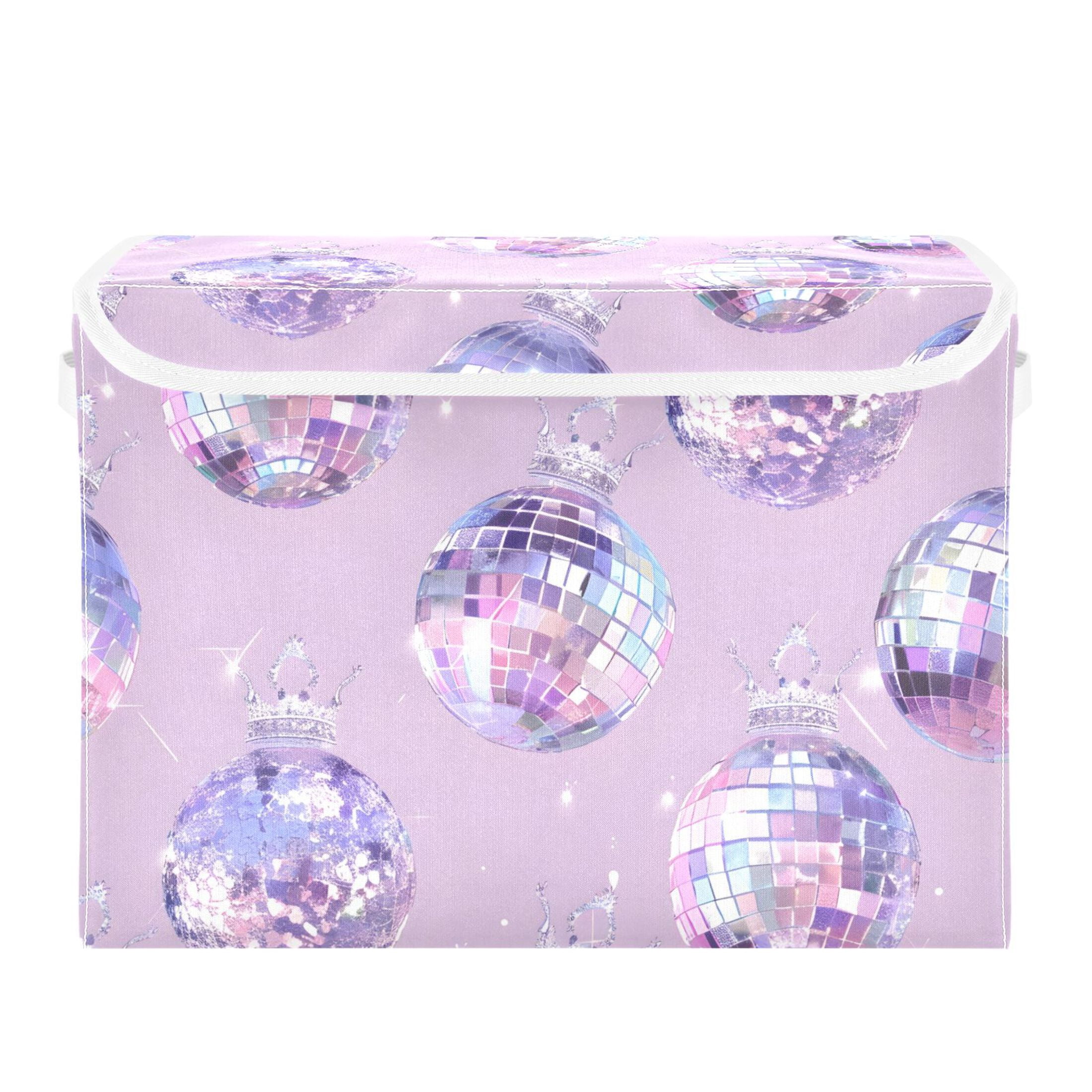 Sparkling Disco Balls Crystal Crowns Foldable Storage Bin with Lid and ...