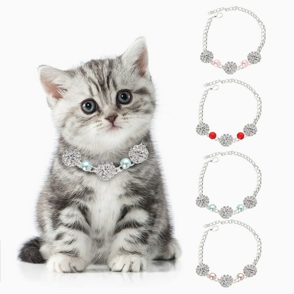 Sparkling Dog Collar with Lobster Clasp Adjustable Design, Extension Chain, Shiny Rhinestones for a Glamorous Pet Necklace - Copper Finish for Dressing Up Your Cat or Dog in Style