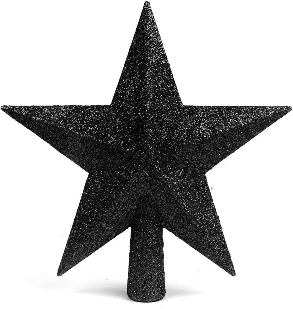 Sparkling Elegance Glitter Star Christmas Tree Topper 8 Inch, Black
