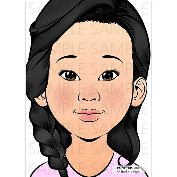 Sparkling Faces Practice Board - Julia, Face Painting Practice and Display Tool, Reusable Colored Makeup Template, A4 Size - 8.27" x 11.69"