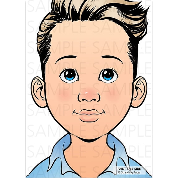 Sparkling Faces Practice Board - Julian, Face Painting Practice and Display Tool, Reusable Colored Makeup Template, A4 Size - 8.27" x 11.69"