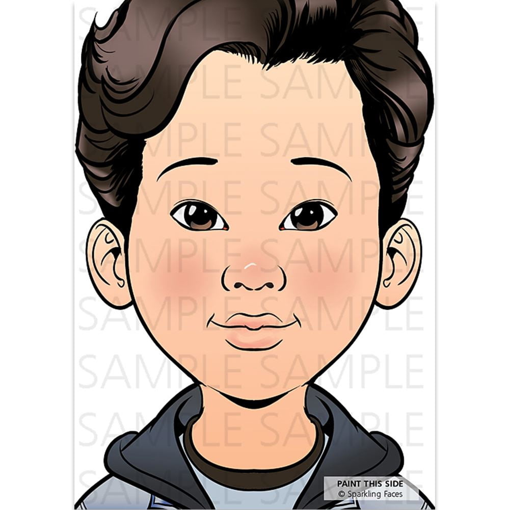 Sparkling Faces Practice Board - Kai, Face Painting Practice and Display Tool, Reusable Colored Makeup Template,  A4 Size - 8.27" x 11.69"