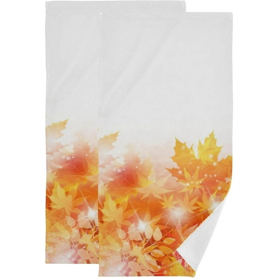 Sparkling Fall Leaves Hand Towels, Autumn Landscape Kitchen Towel Ultra Soft and Absorbent,Decorative Fingertip Face Towel for Bathroom Hotel, 2 PCS, 28.3"x 14.4"