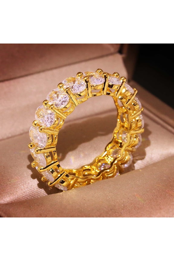 Sparkling Fashion Cocktail Ring for Women, Large Stone Statement Ring with Brass Core and White Steel Plating, Sparkling Cubic Zirconia Wedding Engagement Party Jewelry Gift