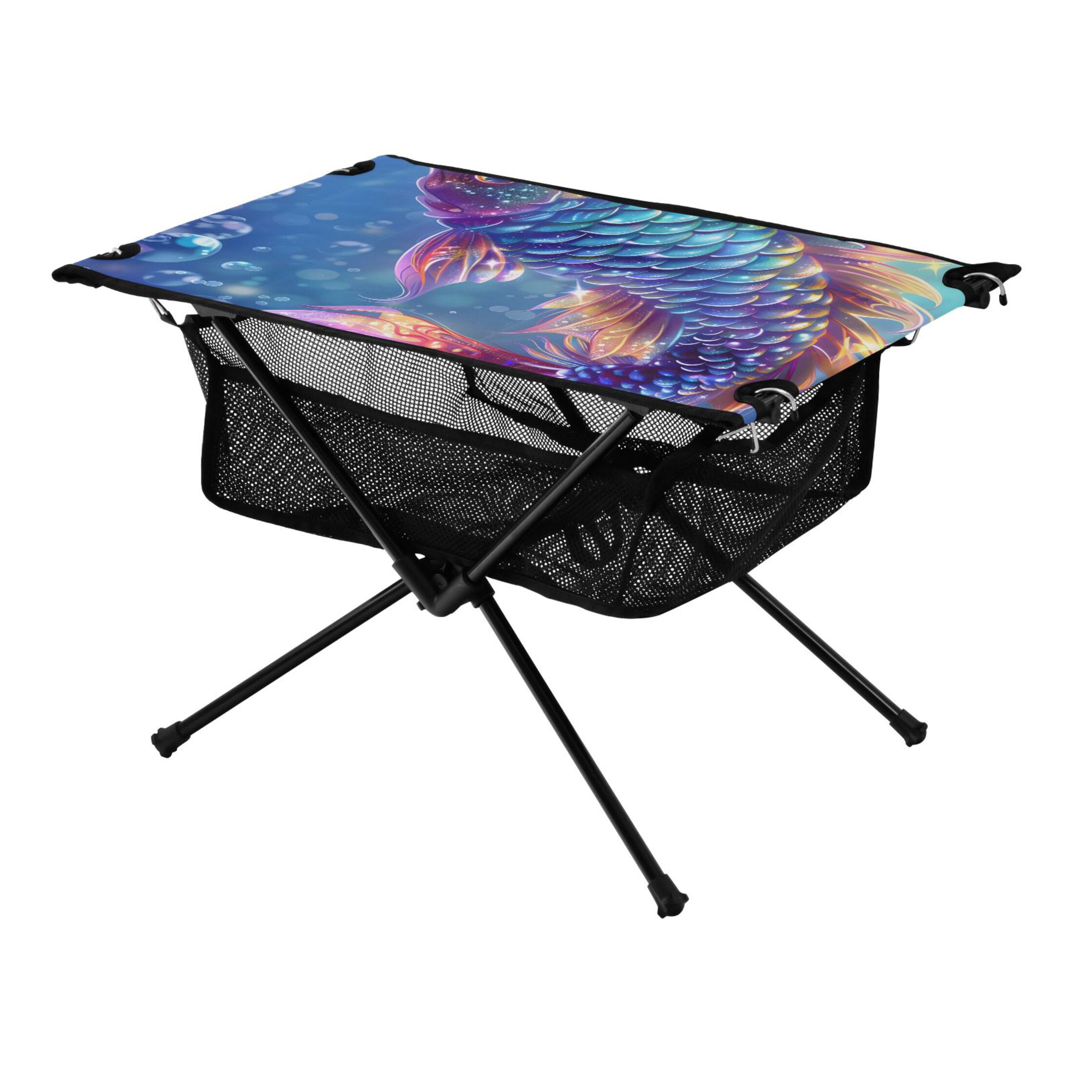 Sparkling Fish Scales Camping Folding Table Portable Beach Table with