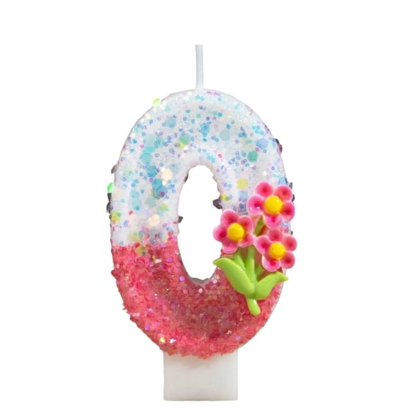 Sparkling Flower Number Candles - Fashionable Cartoon Creative Birthday Candles with Glittery Design and Floral Decor - for Birthday Parties, Cake Decorations, Kids Celebrations, Anniversary Events