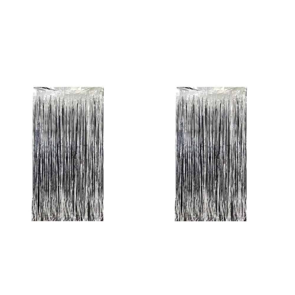 Sparkling Foil Fringe Tinsel Streamers, Silver Backdrop Curtain For Photo Booth, Birthday Decorations, Shiny Surface Adds Glamour To Weddings, New Year Celebrations