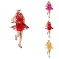 thumbnail image 1 of Sparkling Fringe Latin Dance Dress, Sequined Flowy Performance Outfit for Girls, 1920s Flapper Rumba Salsa Tango Ballroom Party Wear, 1 of 4