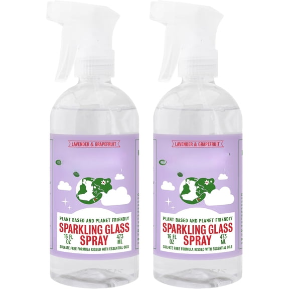 Sparkling Glass - Streak- Glass Cleaner for , Mirrors, and Surfaces - Lavender & Grapefruit Scent - 16 oz - 2