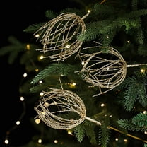 Sparkling Glitter Artificial Flower Branch for Christmas Tree - Decorative Rattan Wreath Arrangement to Enhance Holiday Home Ambiance(Gold)
