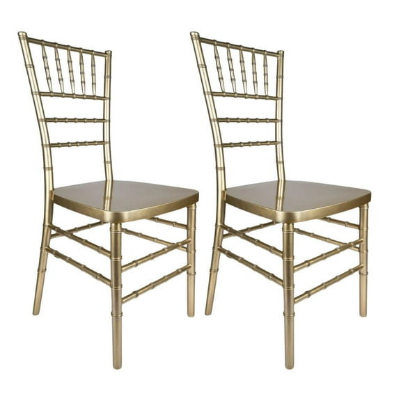 Sparkling Glitter Gold Champagne Resin Steel Skeleton Chiavari Chair, 2 Chair Bundle by Chivari
