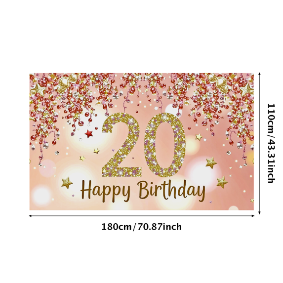 Sparkling Glittery 20 Number Happy Birthday Background Backdrop Banner Party Supplies Photography Props Birthday Decoration Celebrations Event Decorations