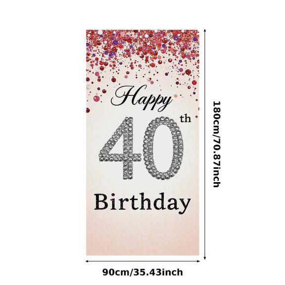 Sparkling Glittery 40th Birthday Banner Backdrop Background Party Supplies Photography Props Happy Birthday Decors Party Decorations Birthday Party
