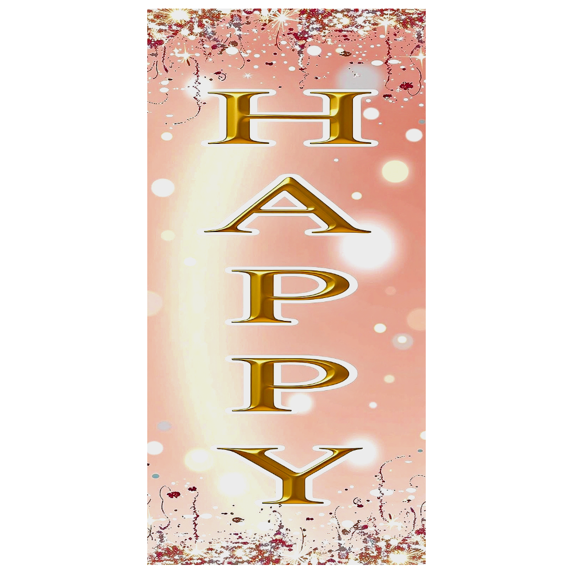 Sparkling Glittery Happy Banner with Dripping Effect Party Background Decor for Birthday Celebrations Photo Props Party Supplies Decorations