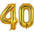 Sparkling Gold 40 Number Balloons 32 Inch Jumbo Foil Helium