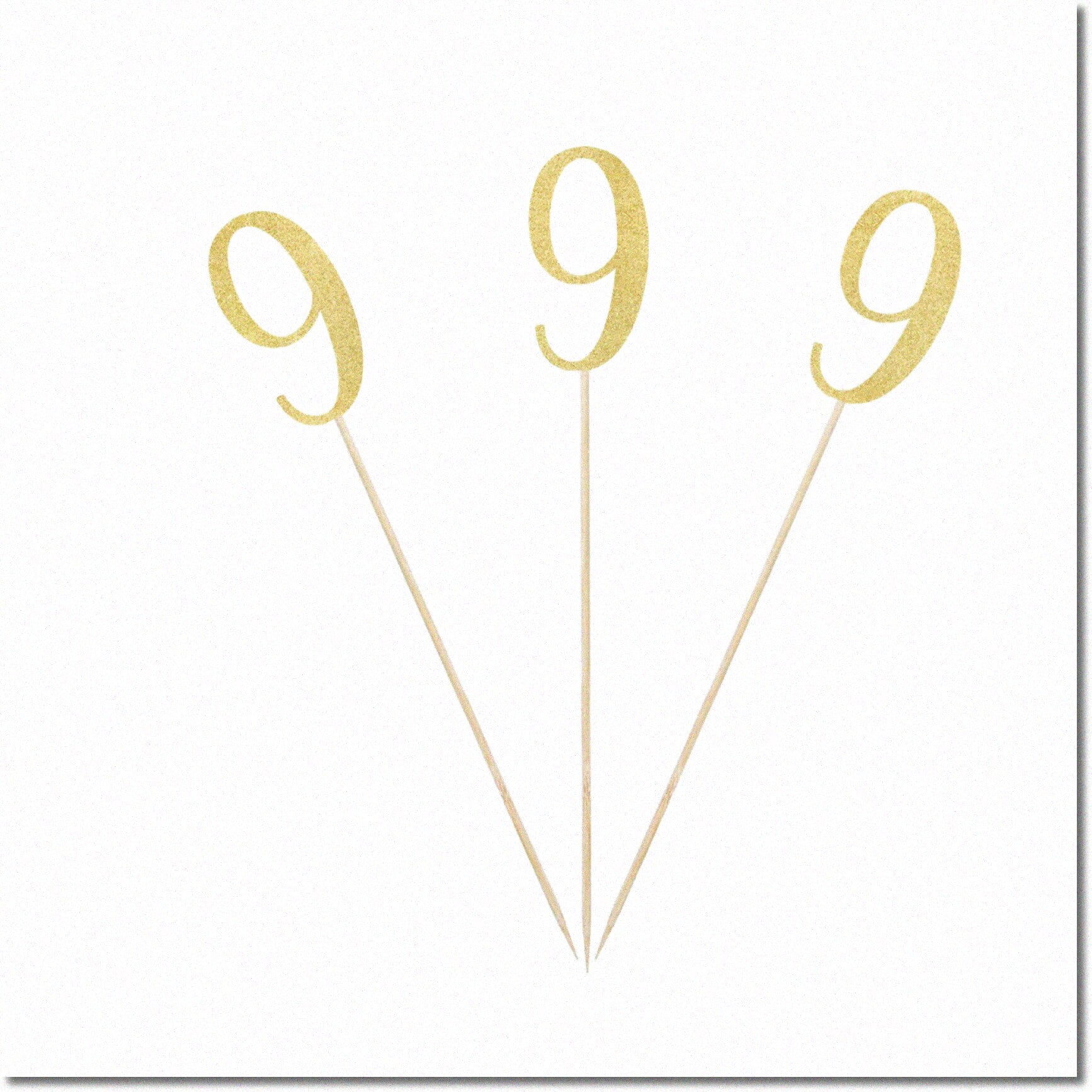 Sparkling Gold 9th Birthday Table Toppers - Glittery Centerpiece Sticks ...