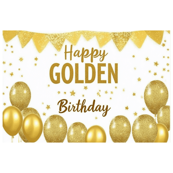 Sparkling Golden Happy Golden Birthday Banner Background Party Supplies for Birthday Party Decorations Photography Props Balloon Decors