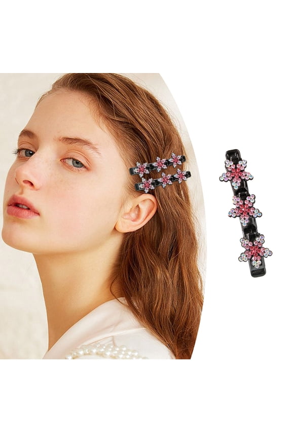 Sparkling Hair Clips for Women - Stone Braided Barrette Hair Accessories for Short Hair - Stylish and Elegant Hair Holders for Ladies and Girls