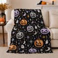 thumbnail image 1 of Sparkling Halloween Disco Pumpkin Pattern Festive Black Background, Festive Halloween Scene, Warm Flannel Blanket for Living Room and Family Room, Art Lovers Halloween Gift, Festive Home Decor, 1 of 9