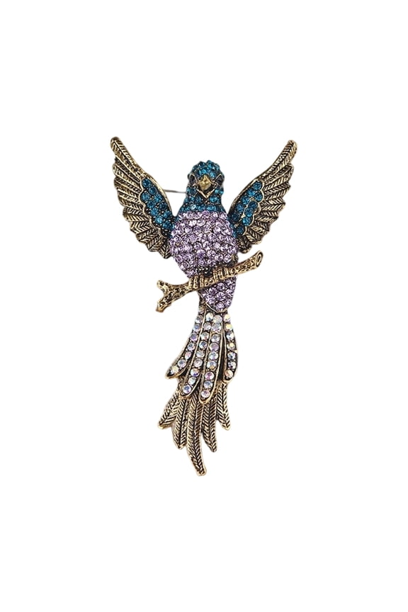Sparkling Hawks Pin Retro Style Rhinestones Embellished Sturdy Alloy Fashion Gift