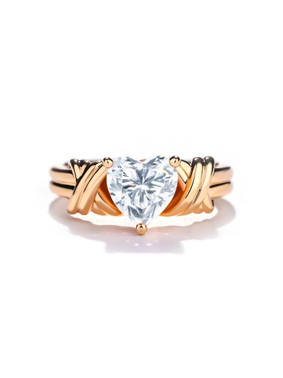 Sparkling Heart Cut Moissanite Rings Women 1.2 Carat D Color VVS1 Clarity S925 Sterling Silver Lab Created Diamond Rings Anniversary Wedding Promise Ring with Certificate