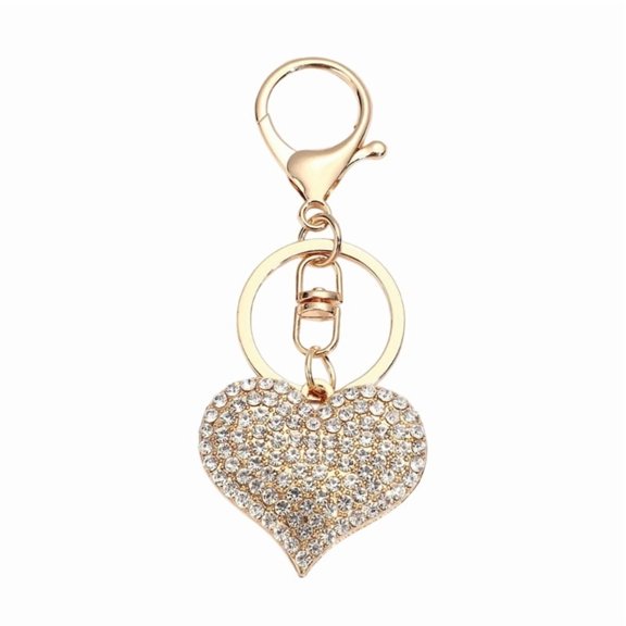 Sparkling Heart Keychain With Full Rhinestone Elegant Design Alloy Keyring Pendant For Gifts And Daily Use