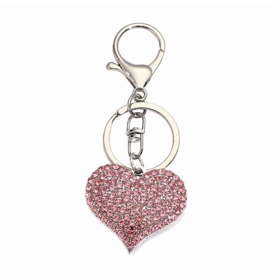 Sparkling Heart Keychain With Full Rhinestone Elegant Design Alloy Keyring Pendant For Gifts And Daily Use